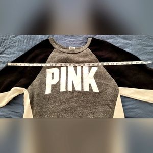 PINK Gray/Black/White Sweatshirt. Used/Fair Condition. Sz Small.